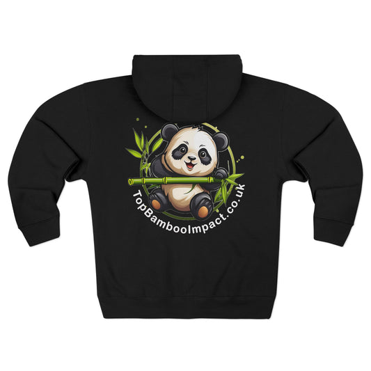 Panda Impact Unisex Zip Hoodie, Panda Hoodie, Black Zip Sweatshirt, Eco-Friendly Apparel, Gift for Animal Lovers, Nature Lovers