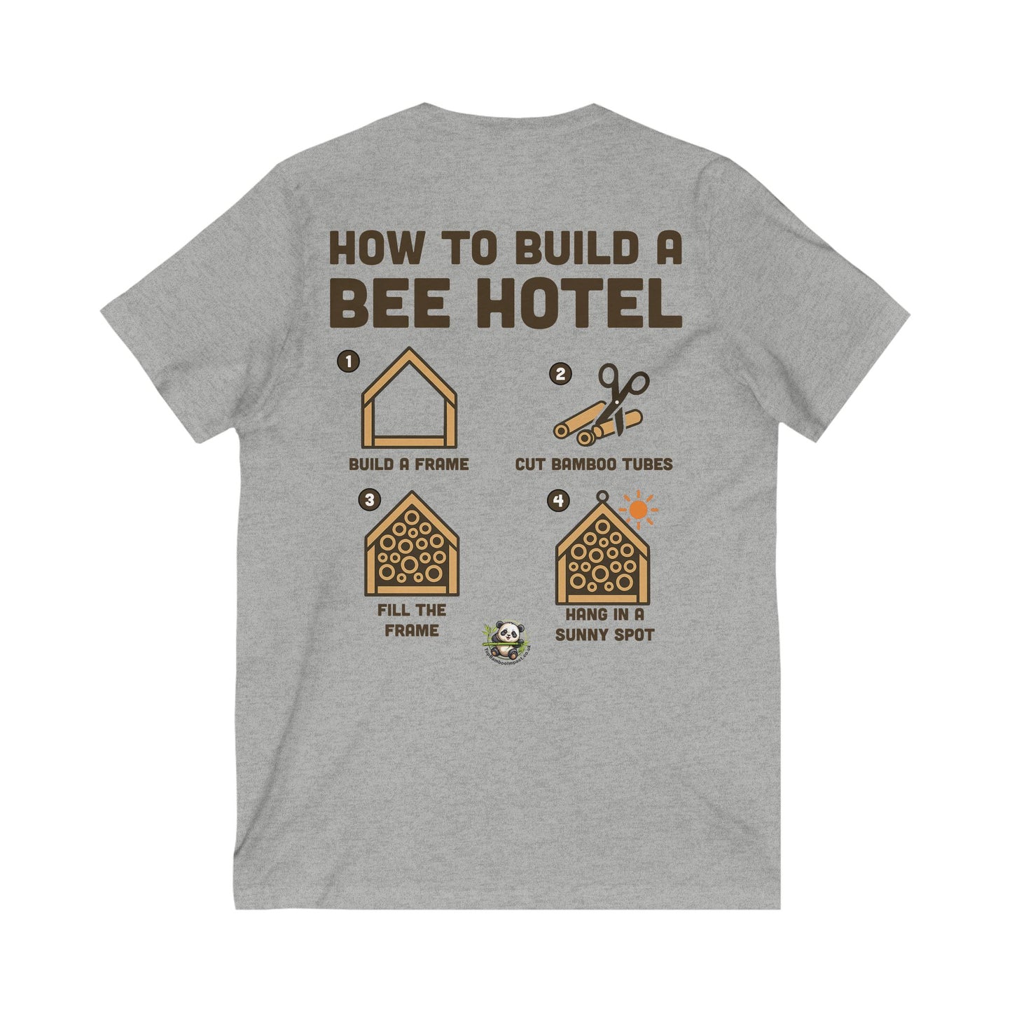Adult Bee Hotel V-Neck Tee, Eco-Friendly Gift, Bee Conservation T-Shirt - Help Bees!