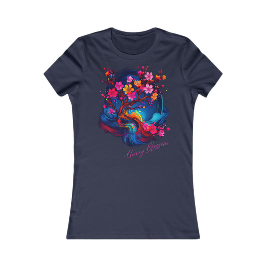 Cherry Blossom Women's Tee (including text), Colourful Graphic T-Shirt, Casual Summer Top, Gift for Her, Nature Lover Apparel