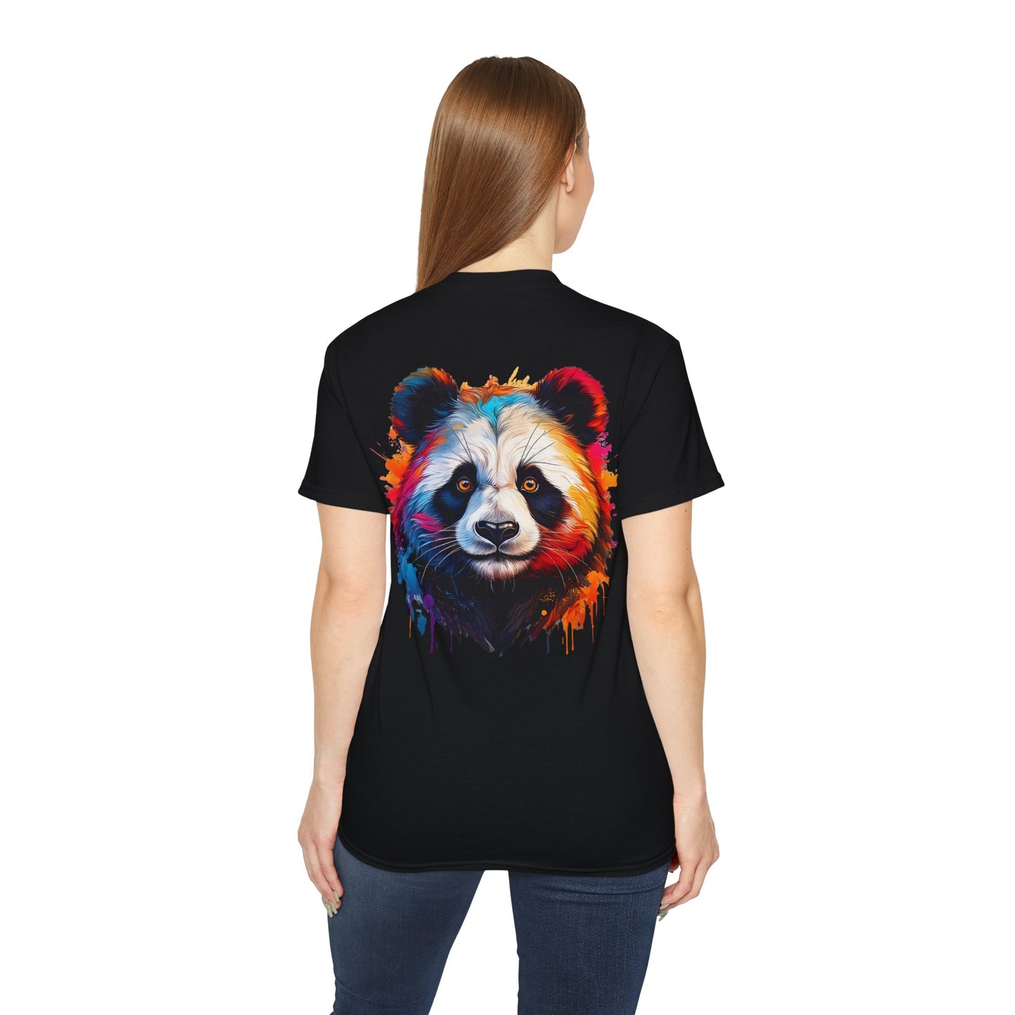 Panda Colour Explosion Tee, Large Panda Image on Rear of Tee, Unisex T-Shirt, Animal Lover Gift, Casual Wear, Eco-Friendly Apparel.