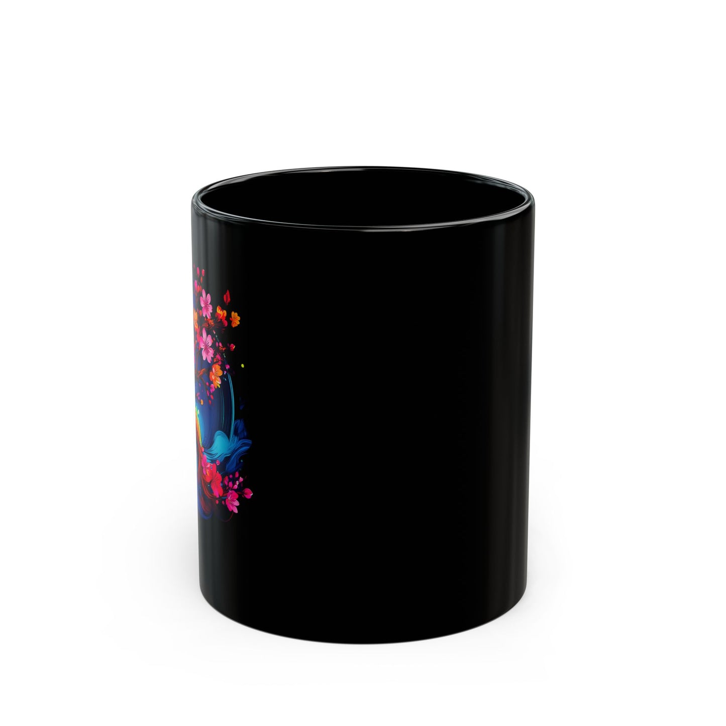 Cherry Blossom Black Mug, Coffee Cup, Tea Mug, Gift for Her, Decorative Drinkware, Home Office Essentials