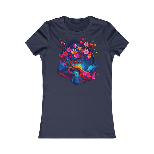 Cherry Blossom Women's Tee, Colourful Graphic T-Shirt, Casual Summer Top, Gift for Her, Nature Lover Apparel