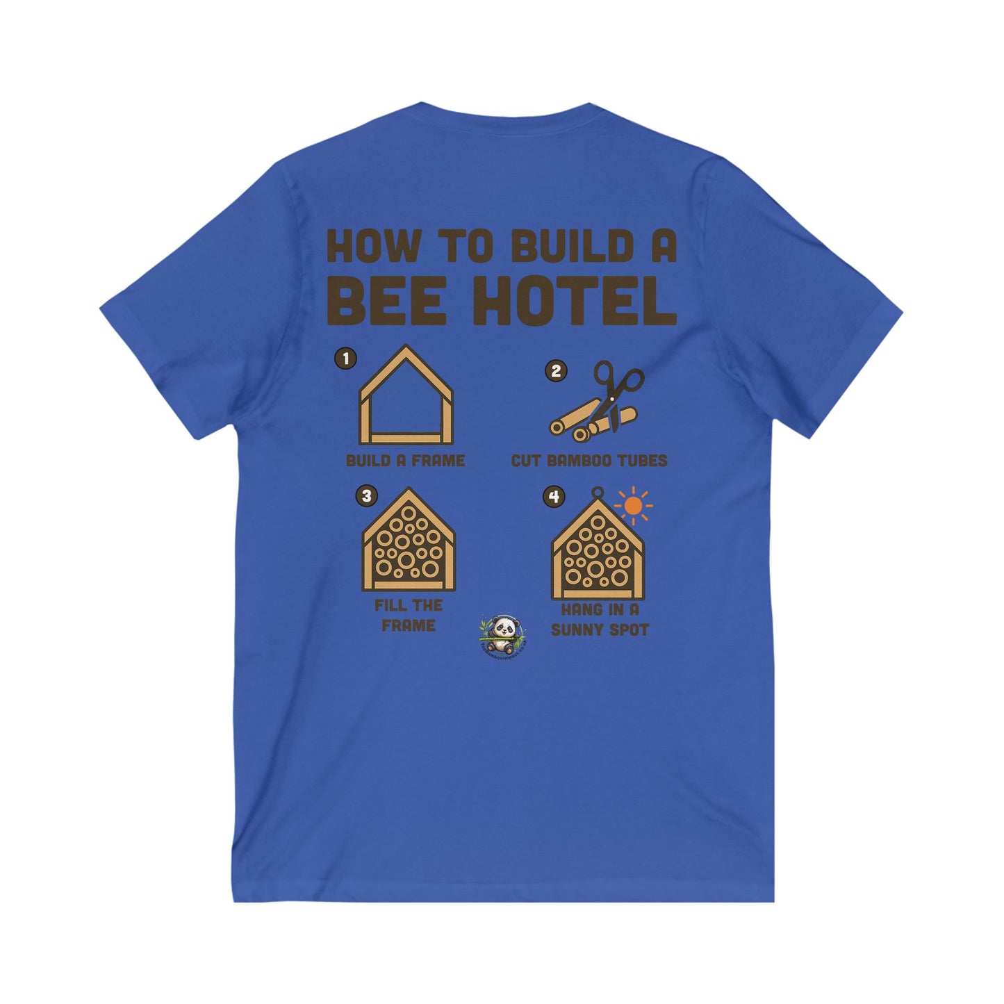 Adult Bee Hotel V-Neck Tee, Eco-Friendly Gift, Bee Conservation T-Shirt - Help Bees!