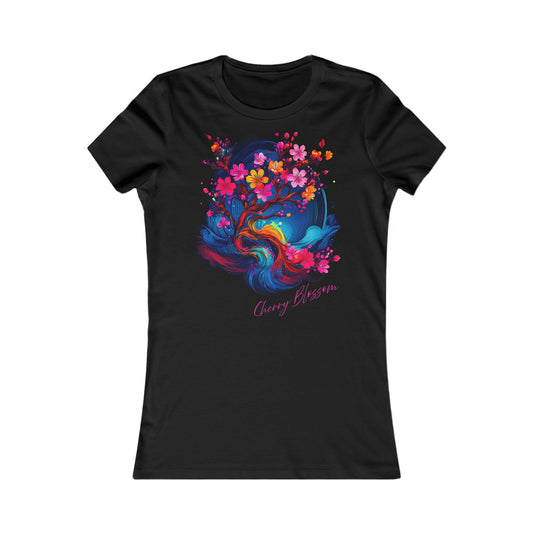 Cherry Blossom Women's Tee (including text), Colourful Graphic T-Shirt, Casual Summer Top, Gift for Her, Nature Lover Apparel