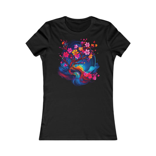 Cherry Blossom Women's Tee, Colourful Graphic T-Shirt, Casual Summer Top, Gift for Her, Nature Lover Apparel