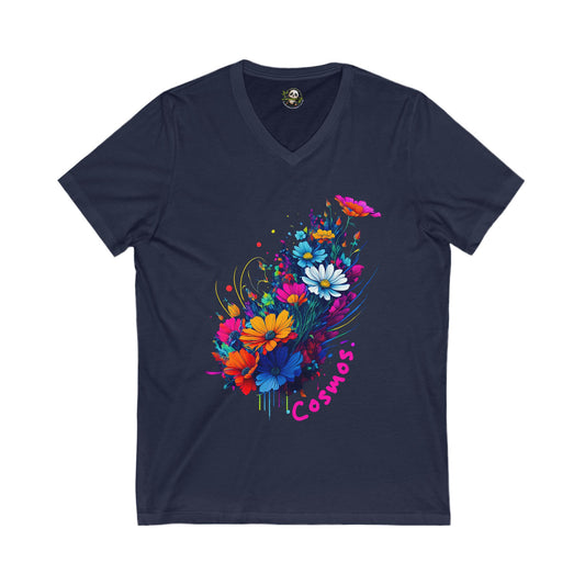 Vibrant Floral V-Neck Tee, Floral T-Shirt, Spring Fashion, Casual Wear, Gift for Her, Summer Style