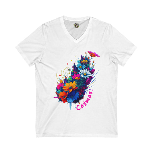 Vibrant Floral V-Neck Tee, Floral T-Shirt, Spring Fashion, Casual Wear, Gift for Her, Summer Style